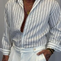 Modal Çizgili Gömlek Beyaz