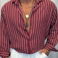 Modal Çizgili Gömlek Bordo