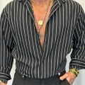 Modal Çizgili Gömlek Siyah