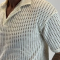 Özel Yapım Triko V Yaka T-shirt Ekru