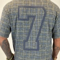 Plaid 7 V Yaka T-shirt Gri Desenli