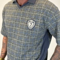 Plaid 7 V Yaka T-shirt Gri Desenli