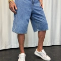 Süper Baggy Denim Şort Mavi