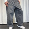 Süper Baggy Denim Pantolon Gri
