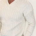 V-Line Cable Knit Kazak Ekru