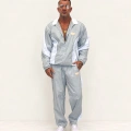 80s Vintage Crinkle Takım Gri