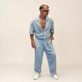 Yıkamalı Tencel Relax Takım Bebe Mavi