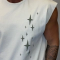 Yıldız Kolsuz T-Shirt Beyaz