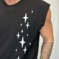 Yıldız Kolsuz T-Shirt Siyah