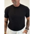 %100 Pamuk Triko Bisiklet Yaka T-shirt Siyah