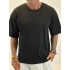 Açık Yaka Relax Fit T-shirt Siyah