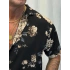 Desenli Kısa Kol Gömlek Siyah