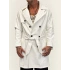 Pu Desenli Deri Trenchcoat Beyaz