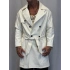 Pu Desenli Deri Trenchcoat Beyaz