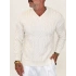 V-Line Cable Knit Kazak Ekru