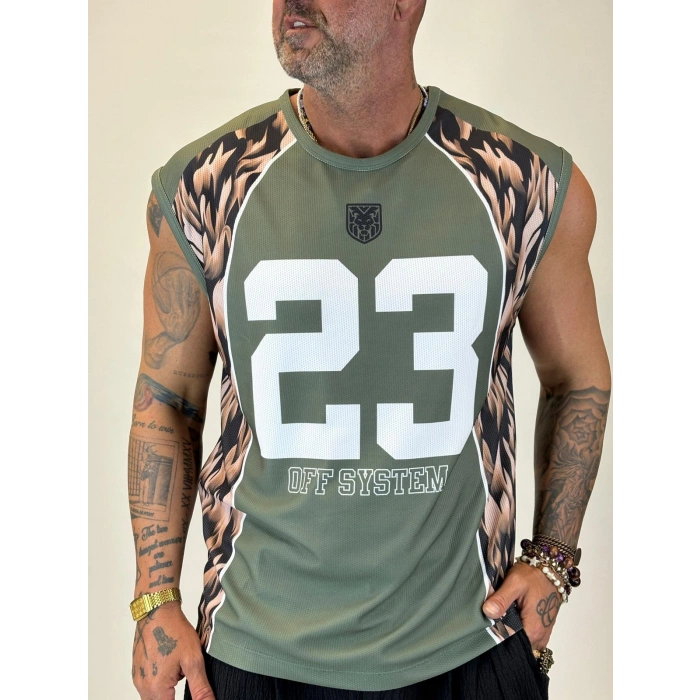 23 Leopar Desenli Sleeves Haki