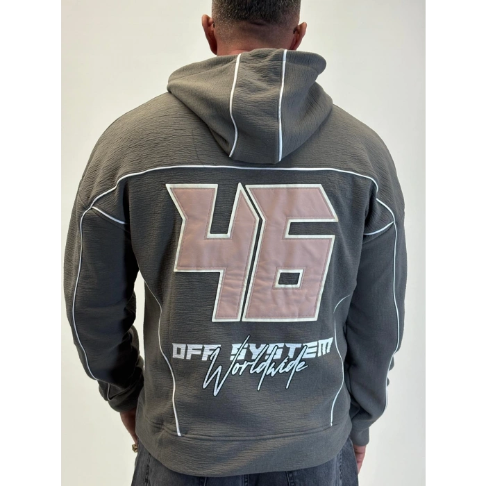 46 Rossi Nakış Detaylı Hoodie Füme