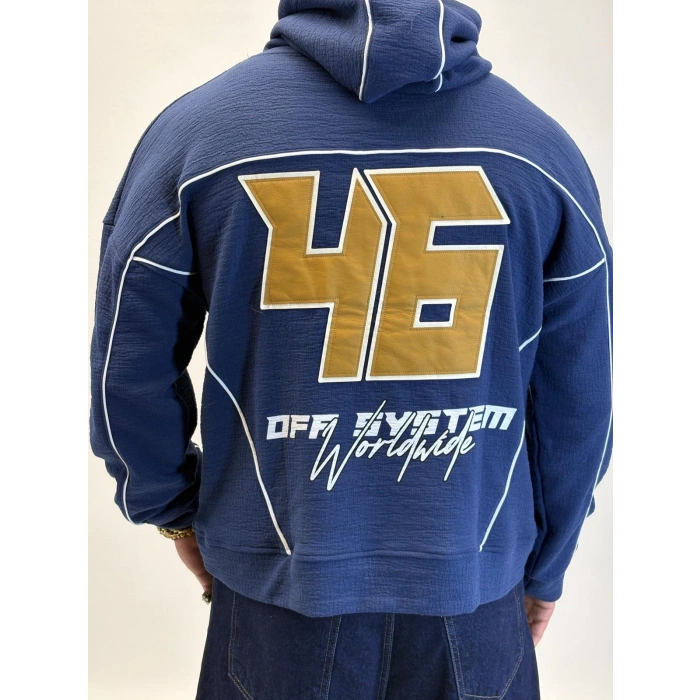 46 Rossi Nakış Detaylı Hoodie Lacivert