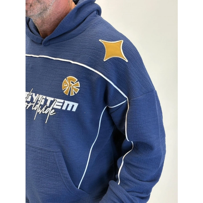 46 Rossi Nakış Detaylı Hoodie Lacivert