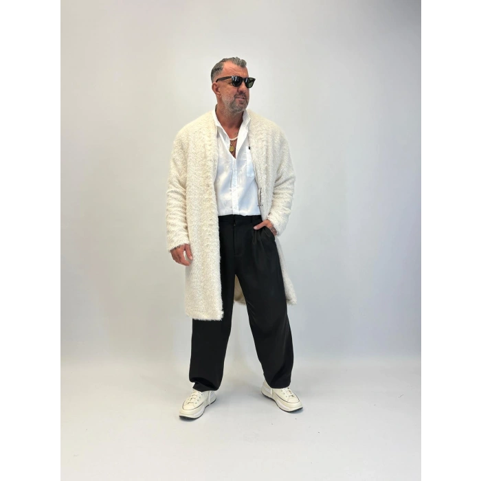 CAPO Zincir Düğme Detaylı Kaban Ekru