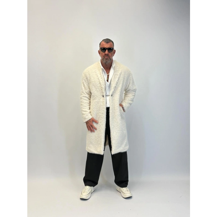 CAPO Zincir Düğme Detaylı Kaban Ekru