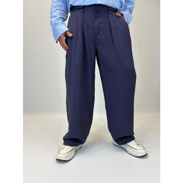 Organic Tesla Geniş Köprülü Pantolon Lacivert