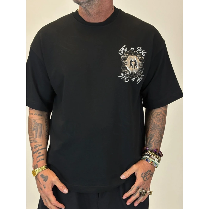 Boxing Nakışlı T-shirt Siyah