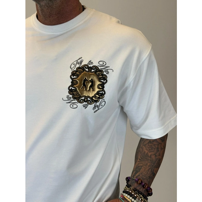 Boxing Nakışlı T-shirt Beyaz