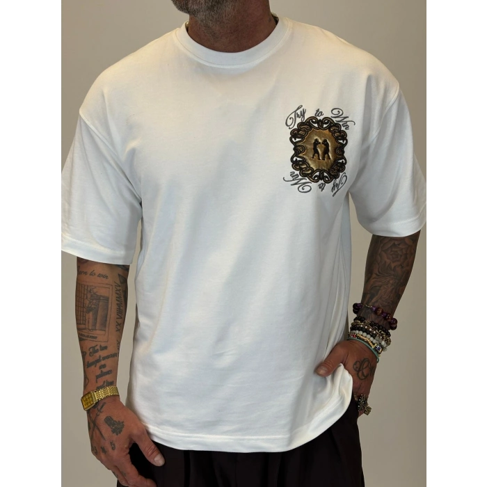 Boxing Nakışlı T-shirt Beyaz