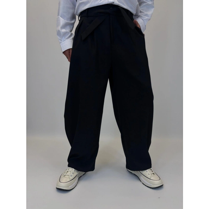 Baloon Kuşaklı Pantolon Siyah
