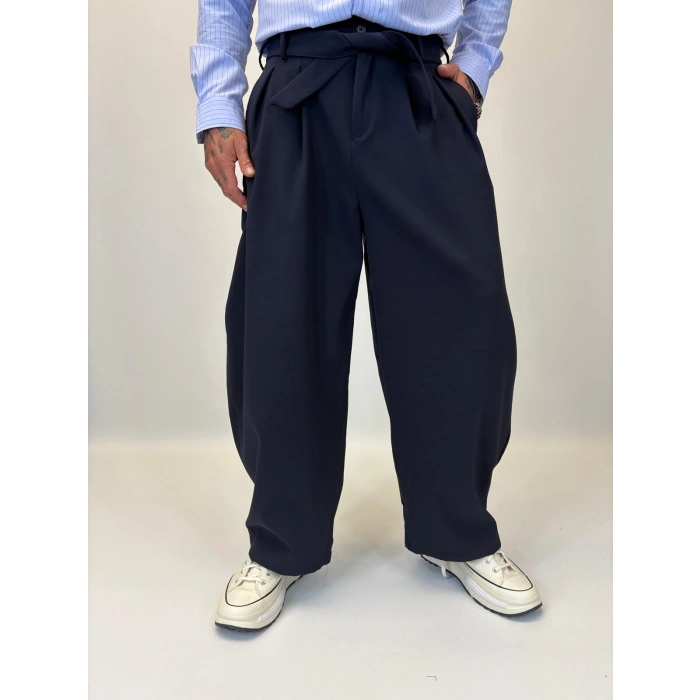 Baloon Kuşaklı Pantolon Lacivert