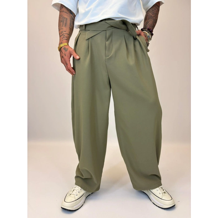 Baloon Kuşaklı Pantolon Haki