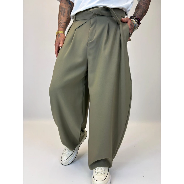 Baloon Kuşaklı Pantolon Haki