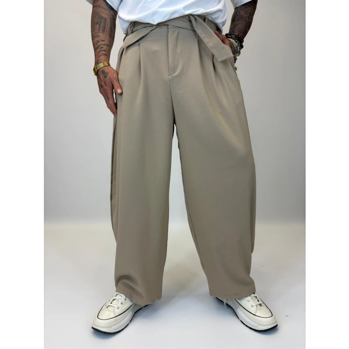 Baloon Kuşaklı Pantolon Bej