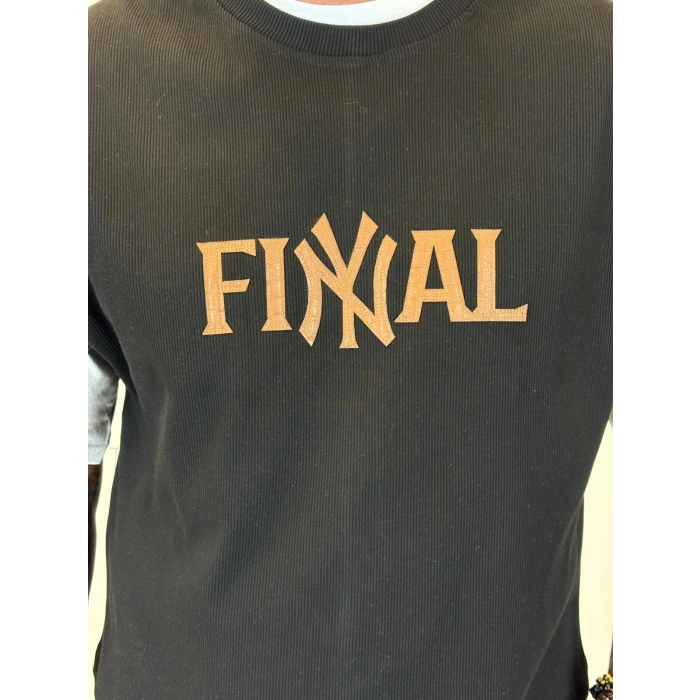 NY Final Çift Katlı Crop +T-shirt Siyah