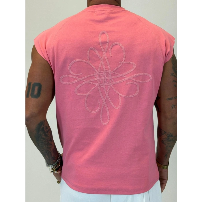 Nakış Detaylı Sleeveless T-shirt Pembe