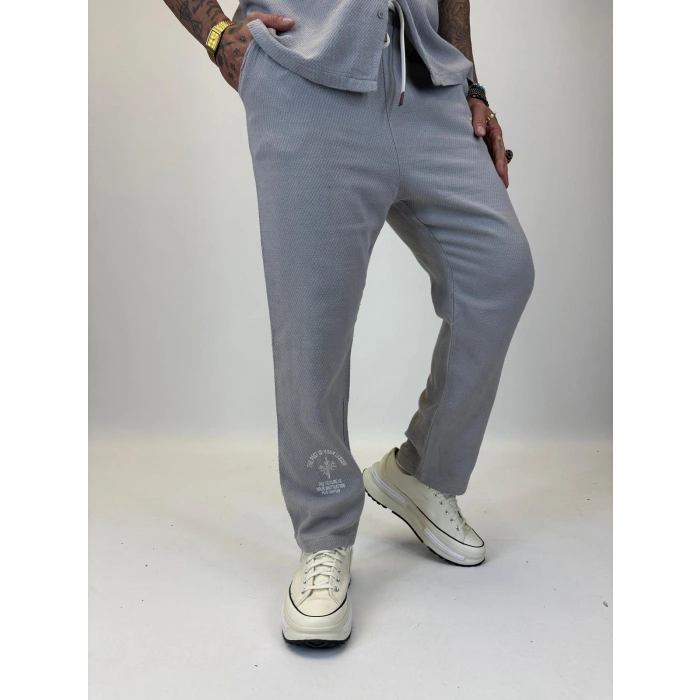 Yıkamalı Hasır Kolsuz Takım Gri