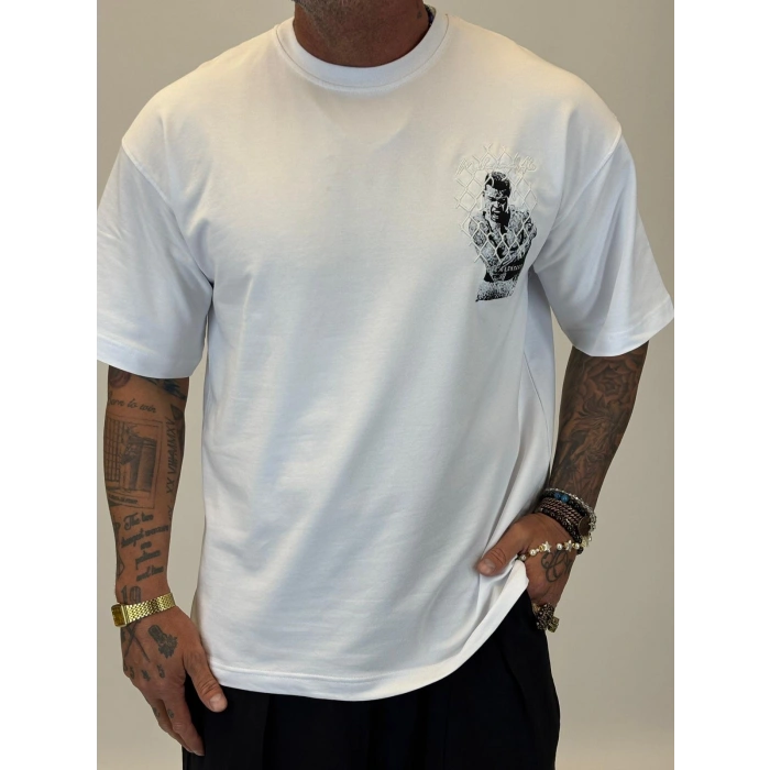 M.A Nakışlı T-Shirt Beyaz