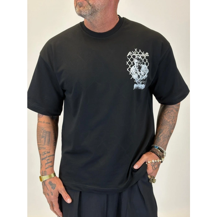 M.A Nakışlı T-Shirt Siyah