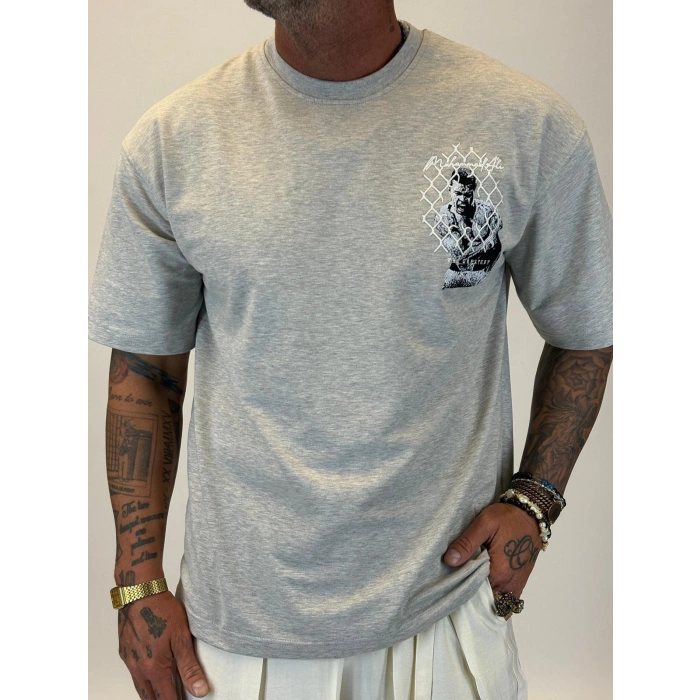 M.A Nakışlı T-Shirt Gri