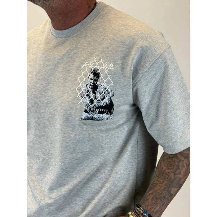 M.A Nakışlı T-Shirt Gri