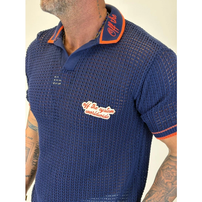 Triko Akrilik Yakası Nakış Detaylı Lacivert