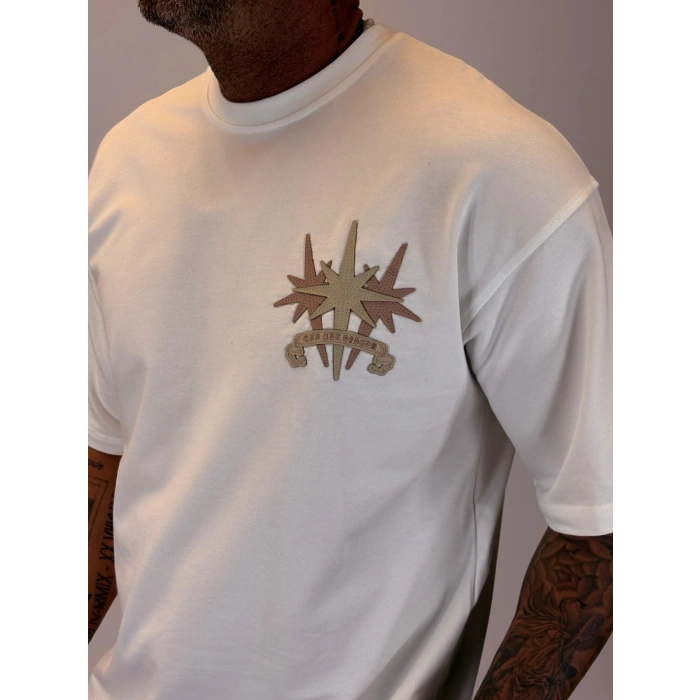 3 Stars Nakışlı T-shirt Beyaz