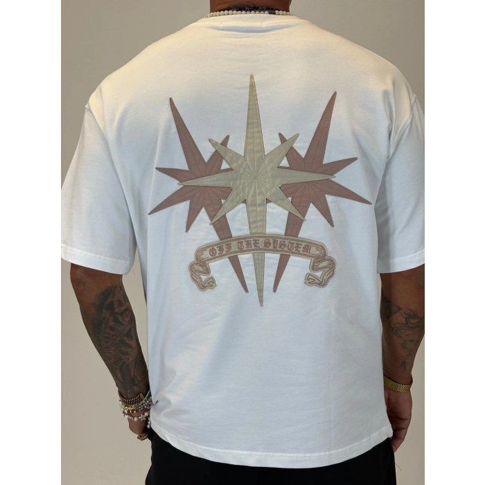 3 Stars Nakışlı T-shirt Beyaz