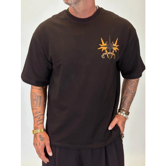 3 Stars Nakışlı T-shirt Siyah