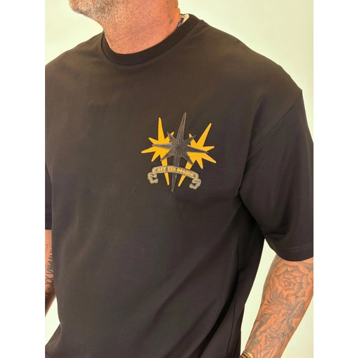 3 Stars Nakışlı T-shirt Siyah