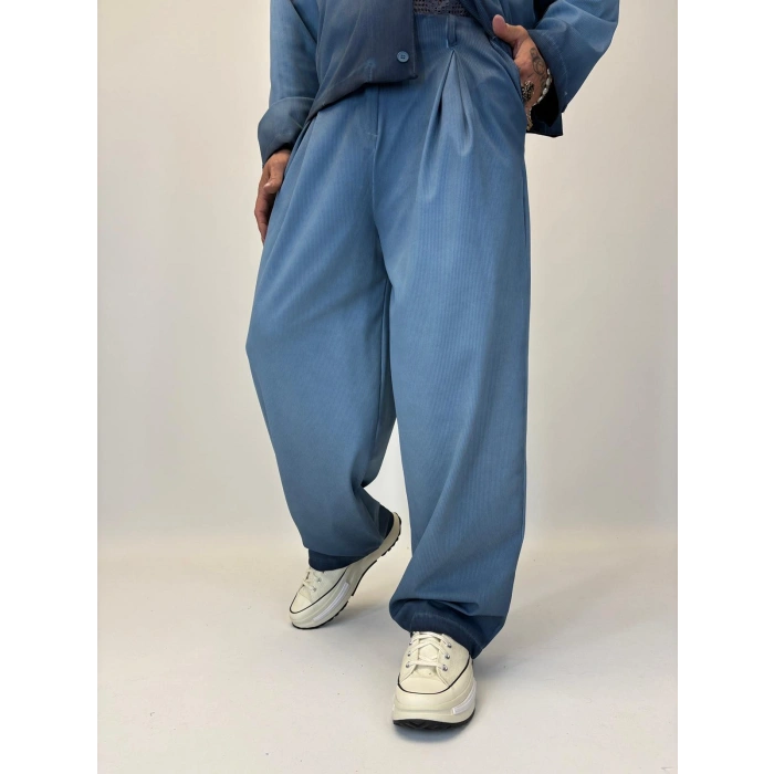 Oil Washed Takım Mavi