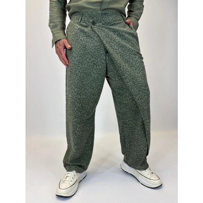 Tokyo Style Jakarlı Pantolon Yeşil