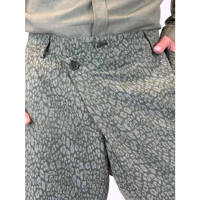 Tokyo Style Jakarlı Pantolon Yeşil