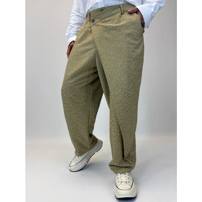 Tokyo Style Jakarlı Pantolon Bej